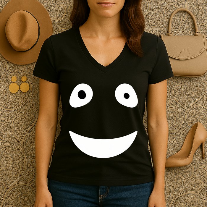 Funny Halloween Ghost Face Retro Spooky Women's V-Neck T-Shirt