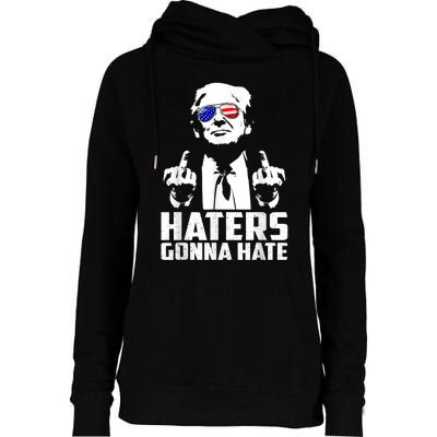 Funny Haters Gonna Hate President Donald Trump Middle Finger Womens Funnel Neck Pullover Hood