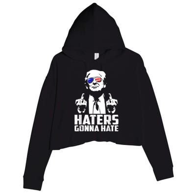 Funny Haters Gonna Hate President Donald Trump Middle Finger Crop Fleece Hoodie