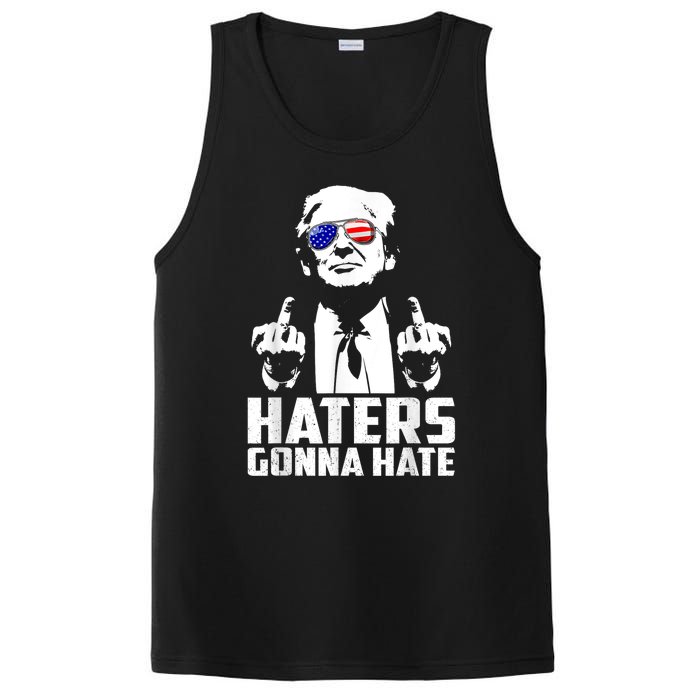 Funny Haters Gonna Hate President Donald Trump Middle Finger PosiCharge Competitor Tank