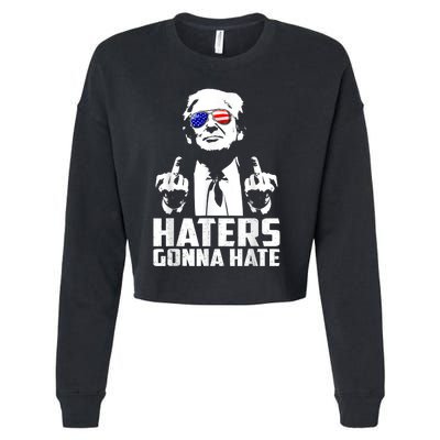 Funny Haters Gonna Hate President Donald Trump Middle Finger Cropped Pullover Crew