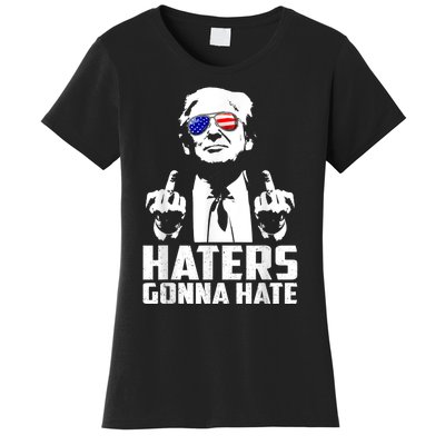 Funny Haters Gonna Hate President Donald Trump Middle Finger Women's T-Shirt