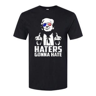 Funny Haters Gonna Hate President Donald Trump Middle Finger Softstyle CVC T-Shirt