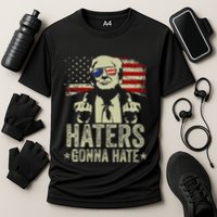Funny Haters Gonna Hate President Donald Trump Middle Finger Cooling Performance Crew T-Shirt