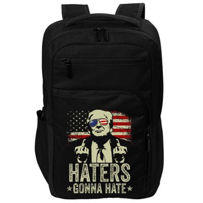 Funny Haters Gonna Hate President Donald Trump Middle Finger Impact Tech Backpack
