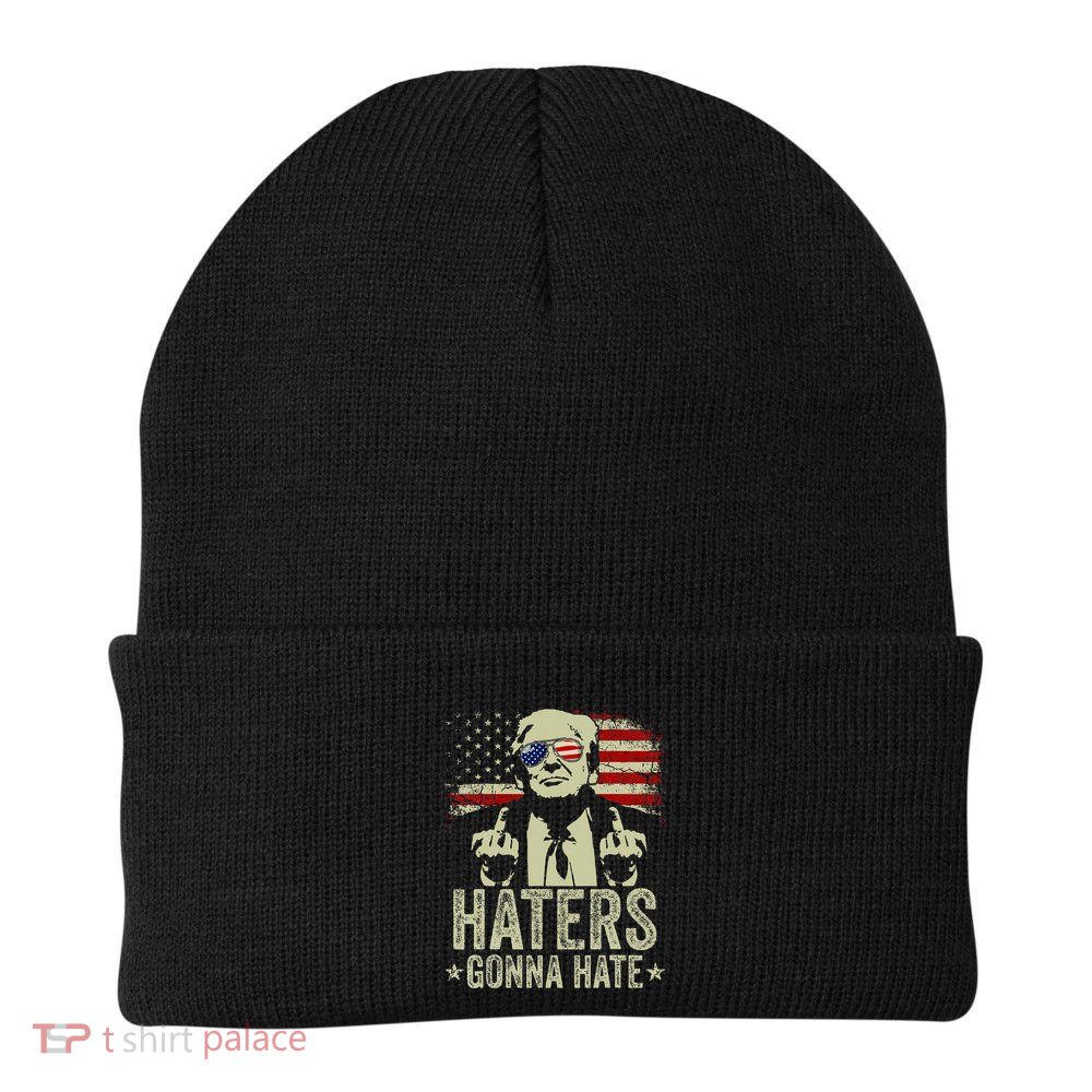 Funny Haters Gonna Hate President Donald Trump Middle Finger Beanie