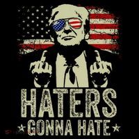 Funny Haters Gonna Hate President Donald Trump Middle Finger Flatbill Hat