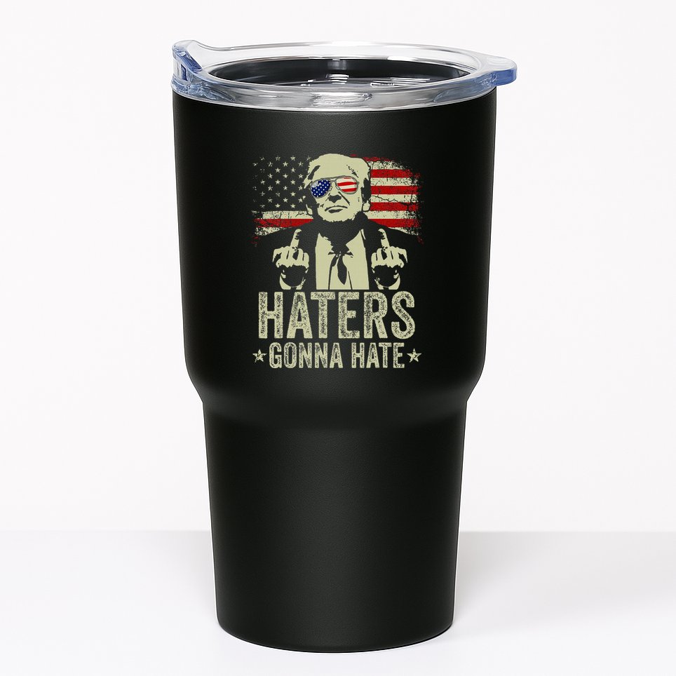 Funny Haters Gonna Hate President Donald Trump Middle Finger Tumbler