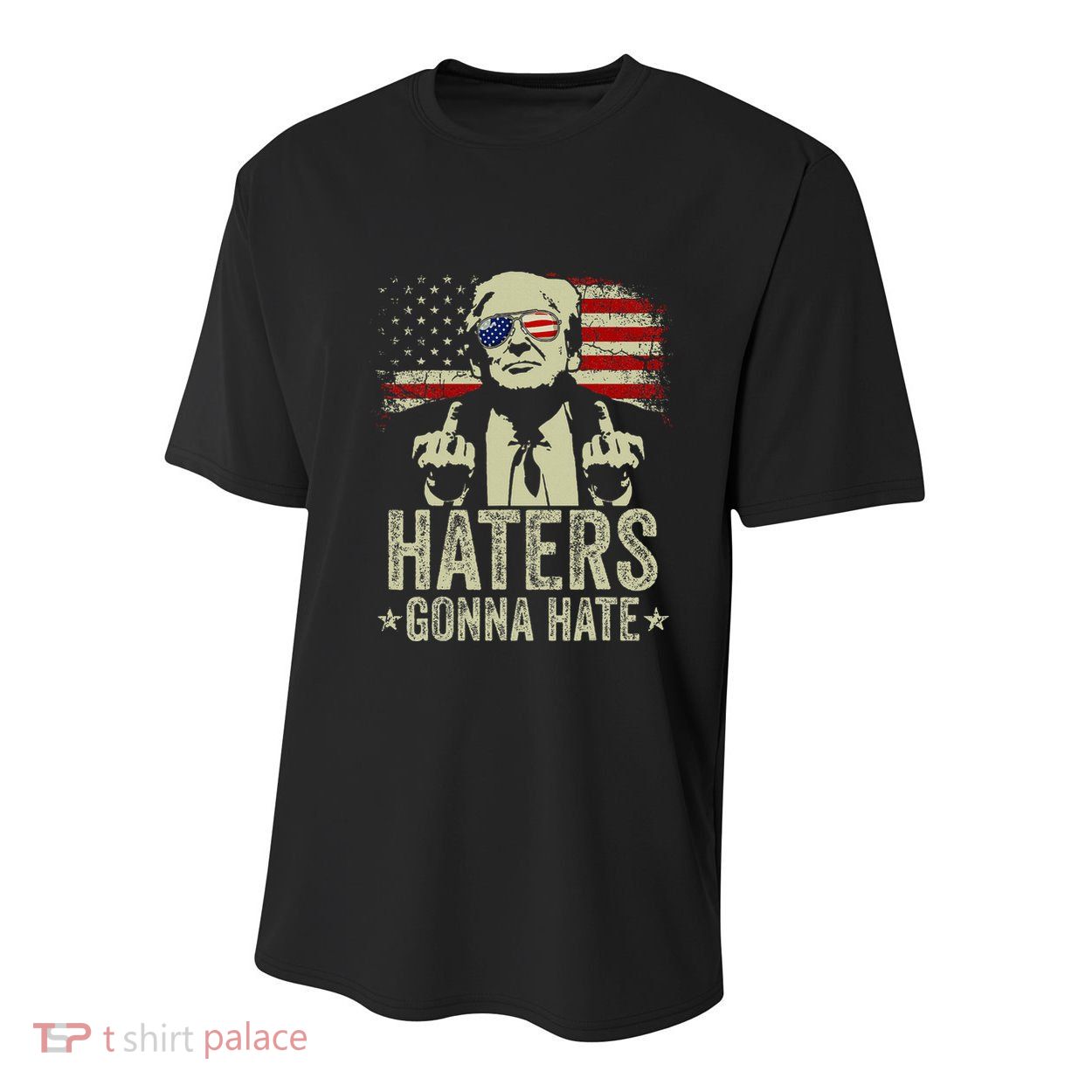 Funny Haters Gonna Hate President Donald Trump Middle Finger Youth Performance Sprint T-Shirt