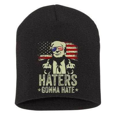 Funny Haters Gonna Hate President Donald Trump Middle Finger Short Acrylic Beanie