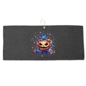 Funny Halloween Goblin Pumpkin Large Microfiber Waffle Golf Towel