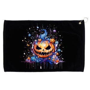 Funny Halloween Goblin Pumpkin Grommeted Golf Towel