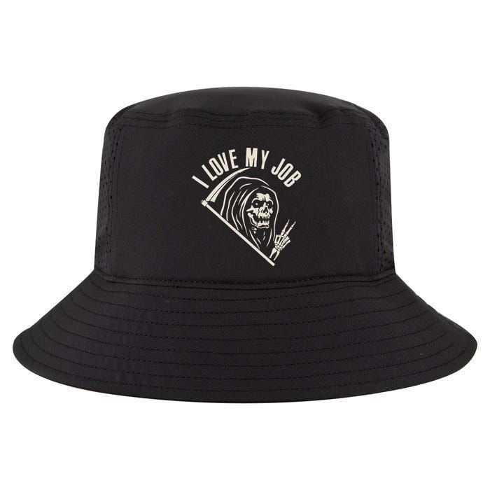 Funny Halloween Grim Reaper I Love My Job Cool Comfort Performance Bucket Hat