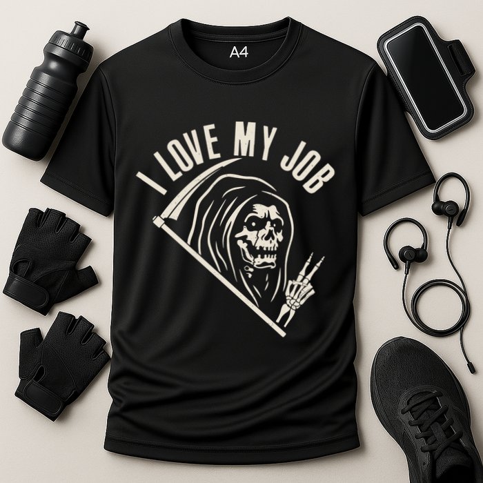 Funny Halloween Grim Reaper I Love My Job Cooling Performance Crew T-Shirt