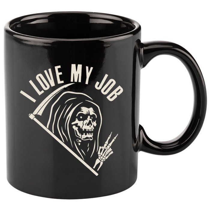 Funny Halloween Grim Reaper I Love My Job 11oz C Handle Ceramic Mug
