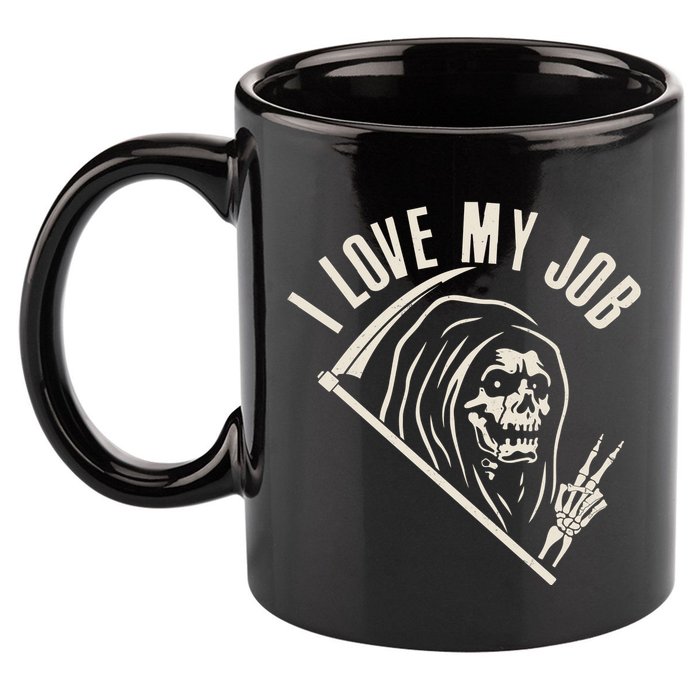 Funny Halloween Grim Reaper I Love My Job 11oz C Handle Ceramic Mug