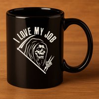 Funny Halloween Grim Reaper I Love My Job 11oz C Handle Ceramic Mug