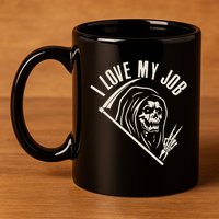 Funny Halloween Grim Reaper I Love My Job 11oz C Handle Ceramic Mug
