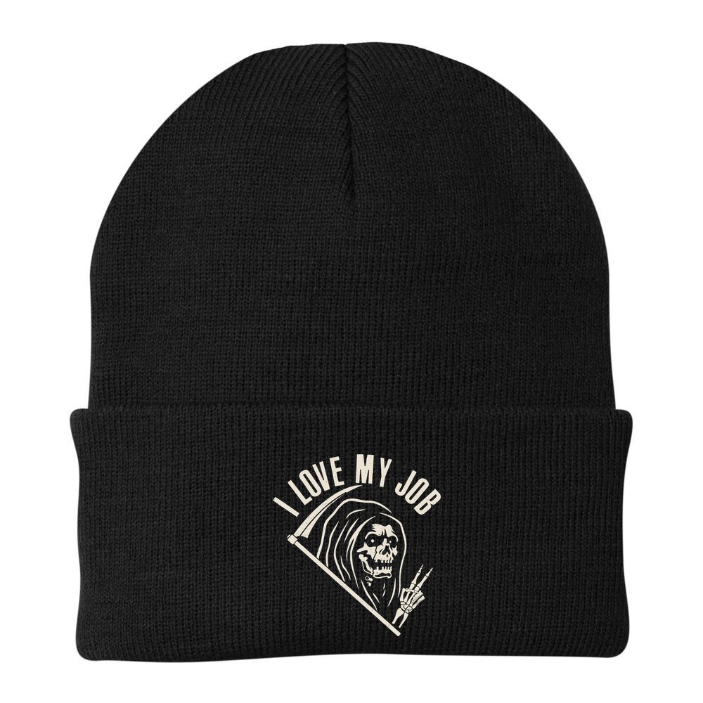 Funny Halloween Grim Reaper I Love My Job Beanie