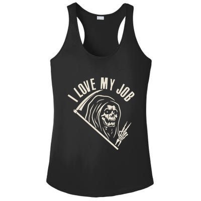 Funny Halloween Grim Reaper I Love My Job Ladies PosiCharge Competitor Racerback Tank