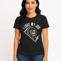 Funny Halloween Grim Reaper I Love My Job Womens T-Shirt