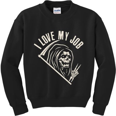 Funny Halloween Grim Reaper I Love My Job Kids Sweatshirt