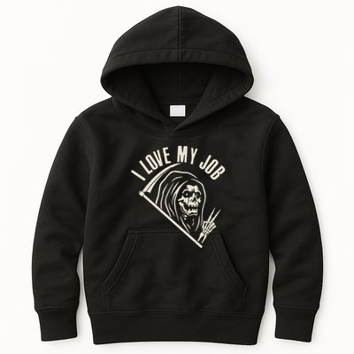 Funny Halloween Grim Reaper I Love My Job Kids Hoodie