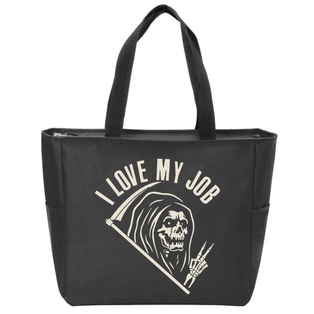 Funny Halloween Grim Reaper I Love My Job Zip Tote Bag