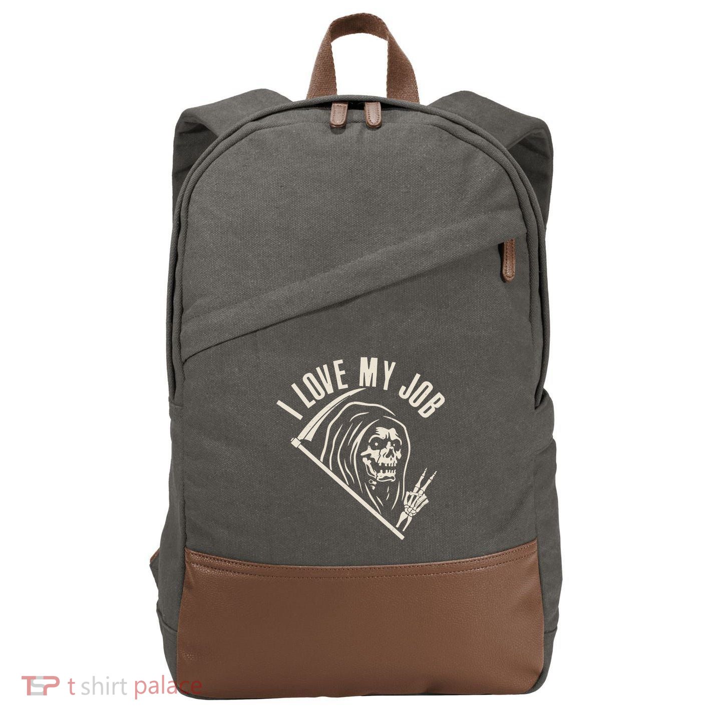 Funny Halloween Grim Reaper I Love My Job Cotton Canvas Backpack