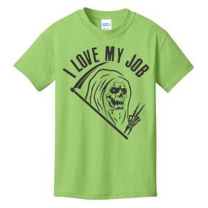 Funny Halloween Grim Reaper I Love My Job Kids T-Shirt