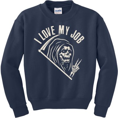 Funny Halloween Grim Reaper I Love My Job Kids Sweatshirt