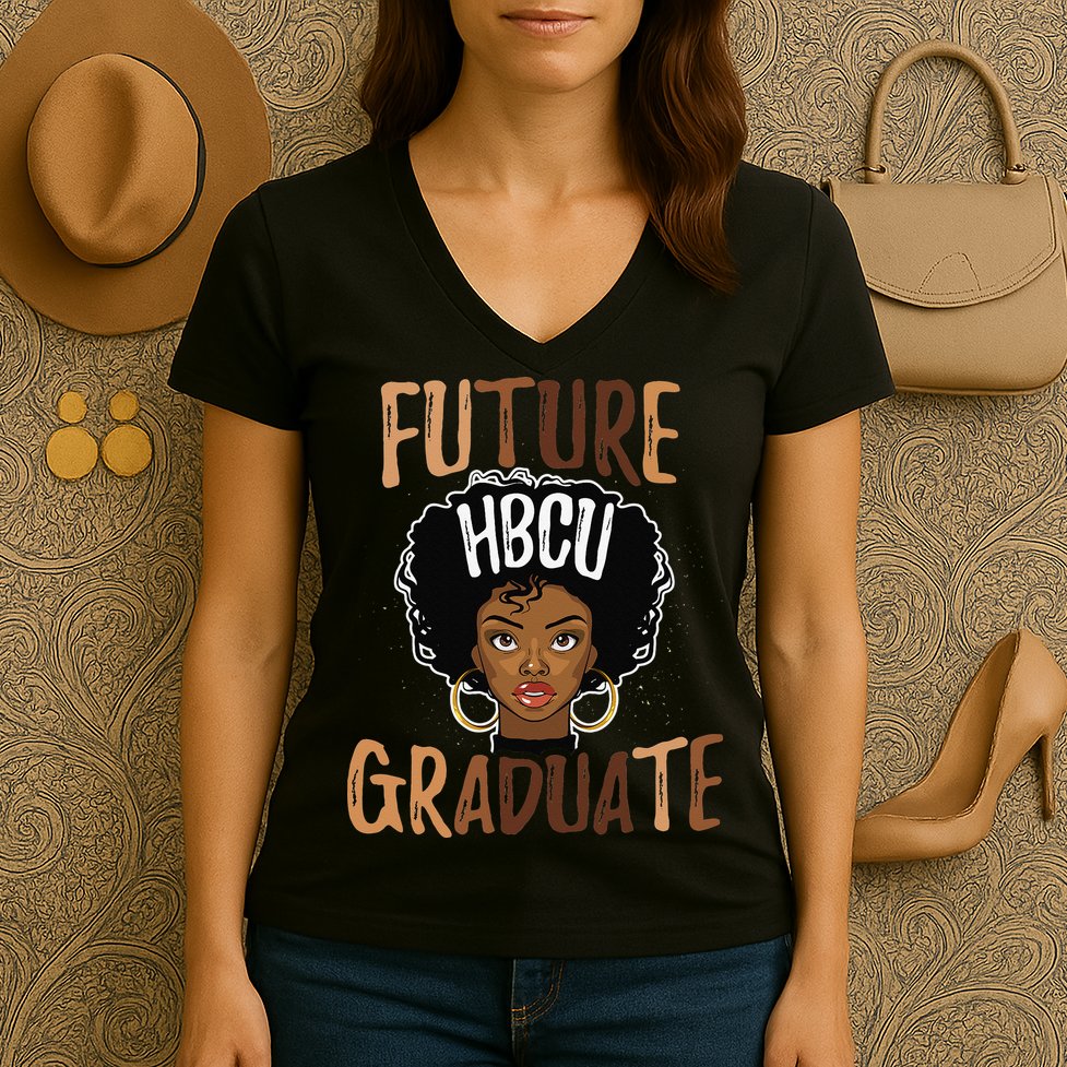 Future HBCU Grad History Black College  Melanin Women's V-Neck T-Shirt