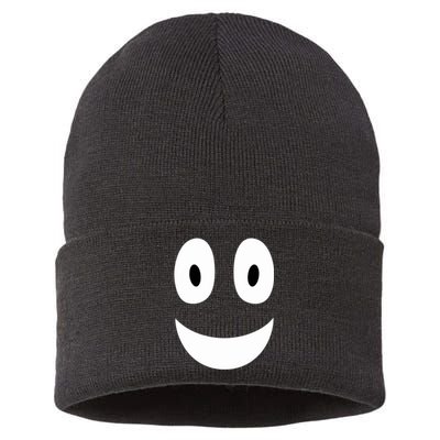 Funny Halloween Ghost Face Retro Spooky Sustainable Knit Beanie