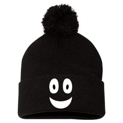 Funny Halloween Ghost Face Retro Spooky Pom Pom 12in Knit Beanie