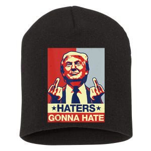 Funny Haters Gonna Hate Donald Trump Middle Finger Short Acrylic Beanie