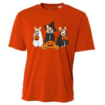 Funny Halloween Ghost Dog Pumpkin Spooky Season Cooling Performance Crew T-Shirt