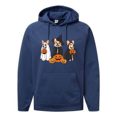 Funny Halloween Ghost Dog Pumpkin Spooky Season Performance Fleece Hoodie