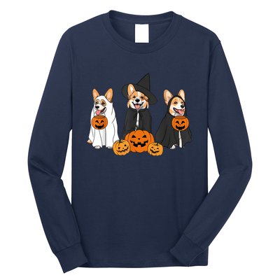 Funny Halloween Ghost Dog Pumpkin Spooky Season Long Sleeve Shirt