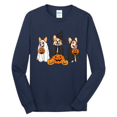 Funny Halloween Ghost Dog Pumpkin Spooky Season Tall Long Sleeve T-Shirt