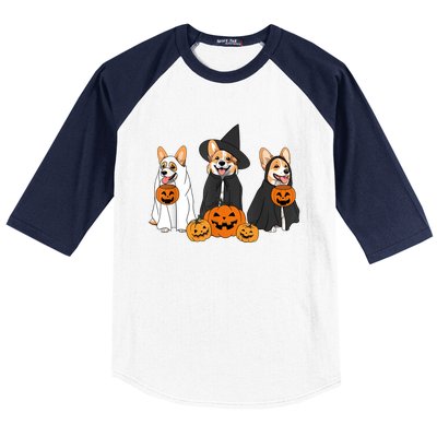 Funny Halloween Ghost Dog Pumpkin Spooky Season Baseball Sleeve Shirt