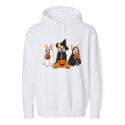 Funny Halloween Ghost Dog Pumpkin Spooky Season Garment-Dyed Fleece Hoodie