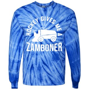 Funny Hockey Gives Me A Zamboner Hockey Lover Gift Tie-Dye Long Sleeve Shirt