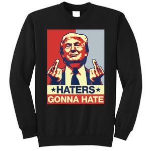 Funny Haters Gonna Hate Donald Trump Middle Finger Tall Sweatshirt