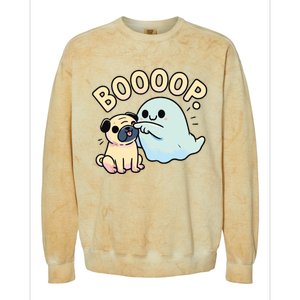 Funny Halloween Ghost Pug Boop Silly Puppy Dog Humor Colorblast Crewneck Sweatshirt