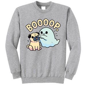 Funny Halloween Ghost Pug Boop Silly Puppy Dog Humor Tall Sweatshirt