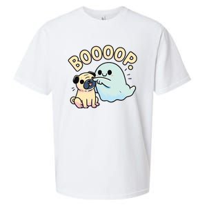 Funny Halloween Ghost Pug Boop Silly Puppy Dog Humor Sueded Cloud Jersey T-Shirt