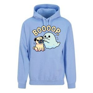 Funny Halloween Ghost Pug Boop Silly Puppy Dog Humor Unisex Surf Hoodie