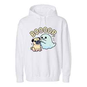 Funny Halloween Ghost Pug Boop Silly Puppy Dog Humor Garment-Dyed Fleece Hoodie