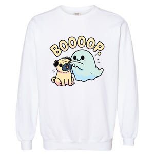 Funny Halloween Ghost Pug Boop Silly Puppy Dog Humor Garment-Dyed Sweatshirt