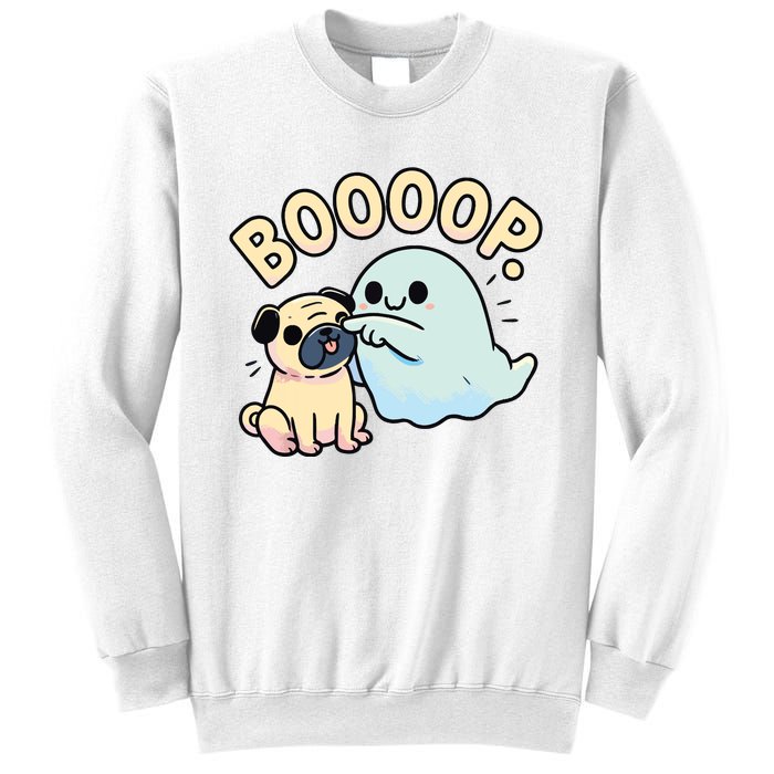 Funny Halloween Ghost Pug Boop Silly Puppy Dog Humor Sweatshirt